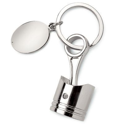 PISTON & CRANK LARGE SILVER METAL KEYRING