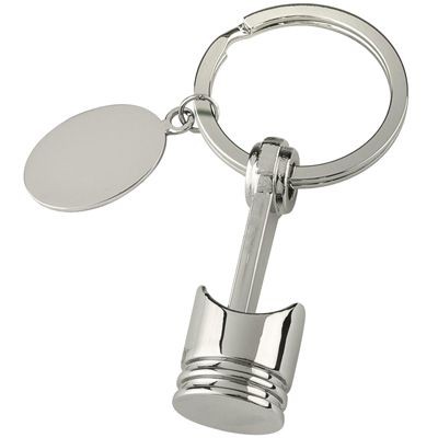 PISTON AND CRANK SILVER METAL KEYRING