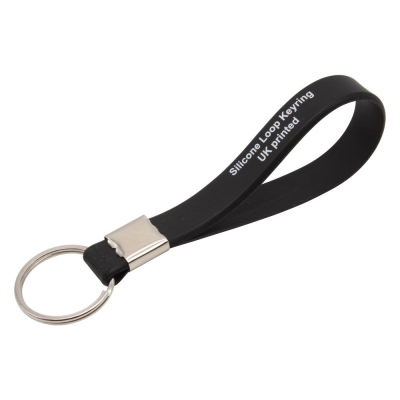 PRINTED SILICON LOOP KEYRING (UK STOCK: BLACK)