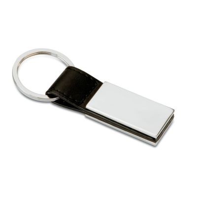 PU AND METAL KEYRING in Black