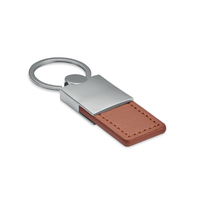 PU AND METAL KEYRING in Brown