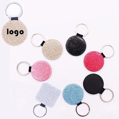 PU LEATHER ROUND KEYRING CHAIN