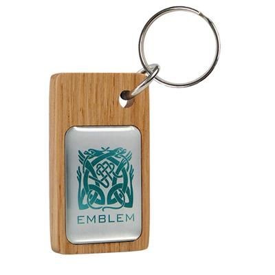 REAL WOOD KEYRING with Domed Metal Insert