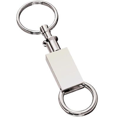 RECTANGULAR DETACHABLE KEYRING in Silver Metal