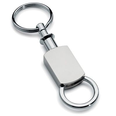 RECTANGULAR DETACHABLE KEYRING in Silver Metal