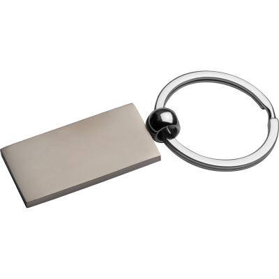 RECTANGULAR METAL KEYRING in Silver