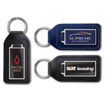 RECYCLED BONDED LEATHER MEDALLION POLYCROWN CAST KEYRING