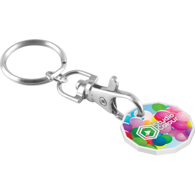 RECYCLED TROLLEY COIN KEYRING CHAIN RING