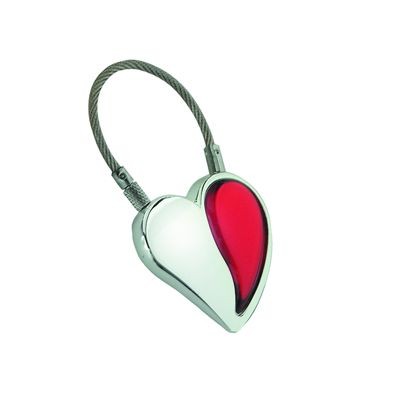 RED HEART METAL KEYRING in Silver & Red