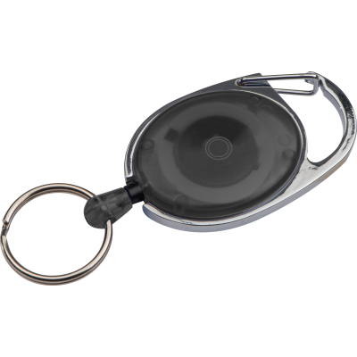 RETRACTABLE KEYRING with Carabiner in Black
