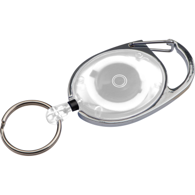 RETRACTABLE KEYRING with Carabiner in White