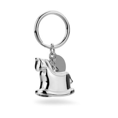 ROCKING HORSE with BELL METAL KEYRING in Silver