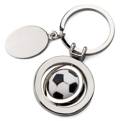 ROTATING FOOTBALL METAL KEYRING with Tag
