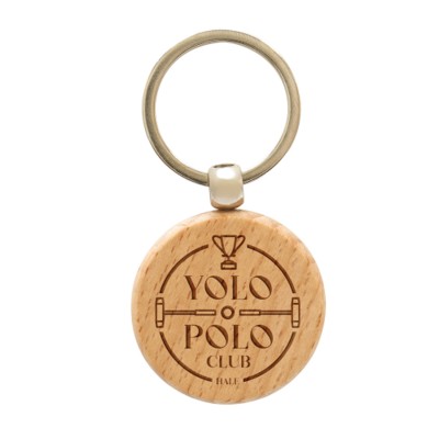 ROUND BEECH WOOD KEYRING