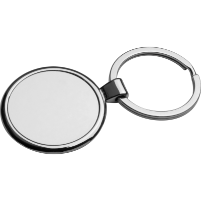 ROUND DISC METAL KEYRING in Silver