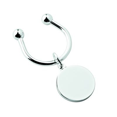 ROUND DISC ROUND METAL KEYRING in Silver