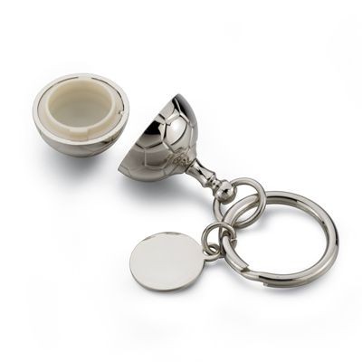 ROUND FOOTBALL METAL KEYRING in Silver
