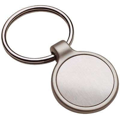 ROUND MATT SILVER METAL INLAY KEYRING