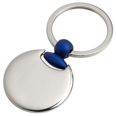 ROUND METAL KEYRING in Silver & Blue