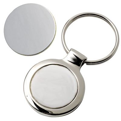 ROUND SILVER CHROME METAL KEYRING