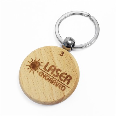 ROUND WOOD KEYRING