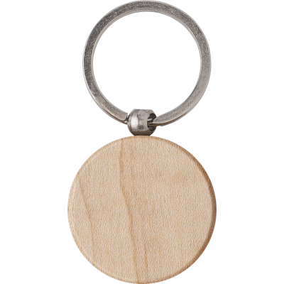 ROUND WOOD KEYRING in Brown