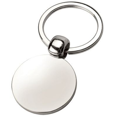 SHINY ROUND SILVER METAL KEYRING