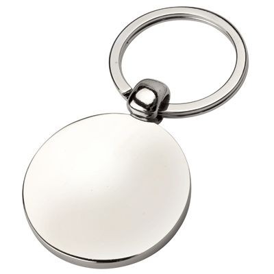 SHINY ROUND SILVER METAL KEYRING