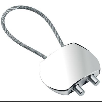 SHINY SILVER METAL KEYRING with Cable