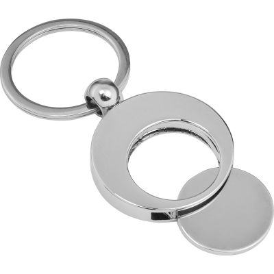 SHOPPING TROLLEY COIN KEYRING in Silver