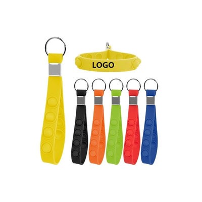 SILICONE BUBBLE WRIST BAND KEYRING CHAIN