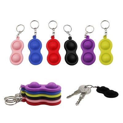 SILICONE PUSH POP BUBBLE TOY KEYRING CHAIN