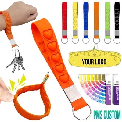 SILICONE PUSH POP KEYRING CHAIN