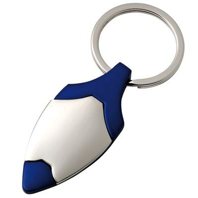 SILVER CHROME METAL & BLUE KEYRING
