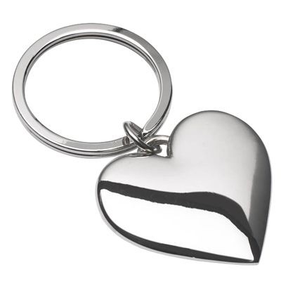 SILVER CHROME METAL LOVE HEART KEYRING