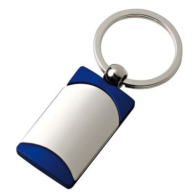 SILVER METAL & BLUE KEYRING