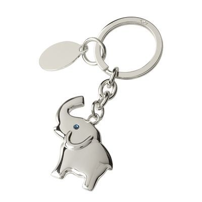 SMALL ELEPHANT METAL KEYRING in Silver