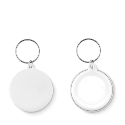 SMALL PIN BUTTON KEYRING in White