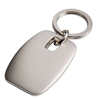SQUARE METAL KEYRING in Matt Silver