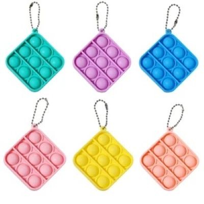 SQUARE SHAPE PURE COLOR PUSH POP KEYRING CHAIN