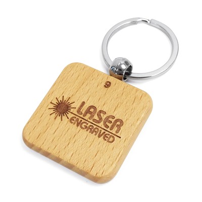 SQUARE WOOD KEYRING