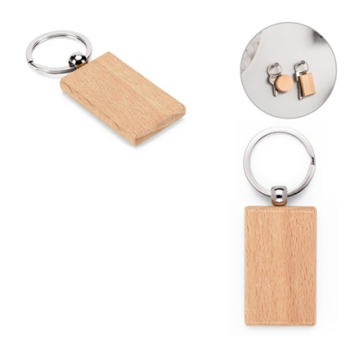 STEWIE RECTANGULAR KEYRING in Beech Wood Wood
