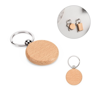STEWIE ROUND ROUND KEYRING in Beech Wood Wood