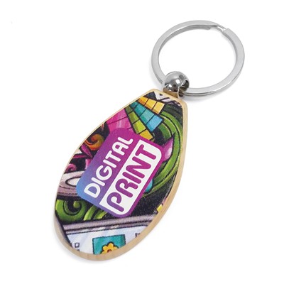 TEAR DROP WOOD KEYRING