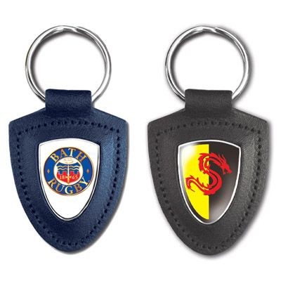 TEMPLAR SHIELD SHAPE GENUINE LEATHER KEYRING