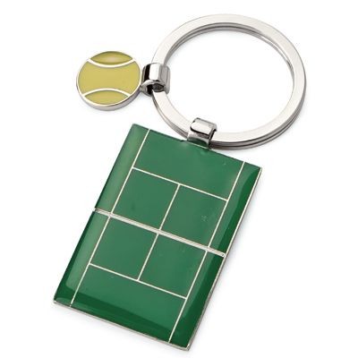 TENNIS COURT & TENNIS BALL METAL KEYRING