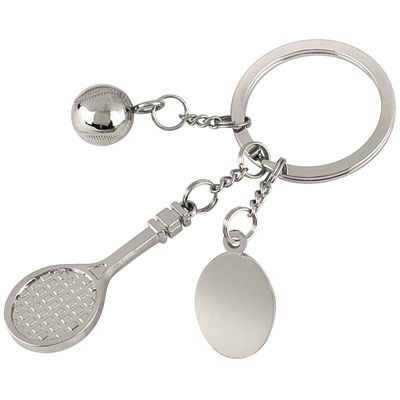 TENNIS SILVER METAL KEYRING