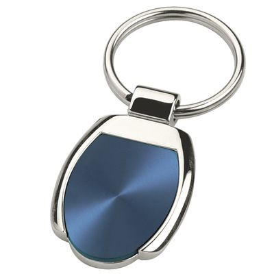 TOLEDO SILVER METAL KEYRING with Blue Inset Plate