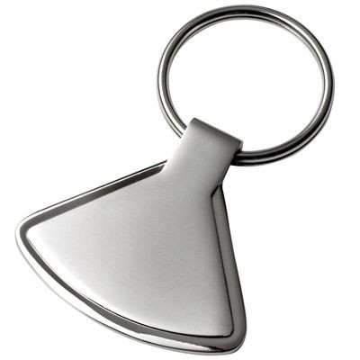 TRIANGULAR METAL KEYRING in Satin Silver Finish