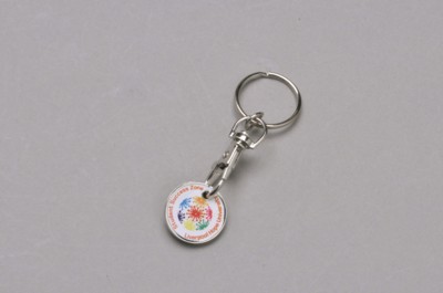 TROLLEY COIN KEYRING in Silver Metal
